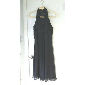 Ann Taylor Little Black Dress Halter Size 8 Polyester Sheer Skirt Keyhole back